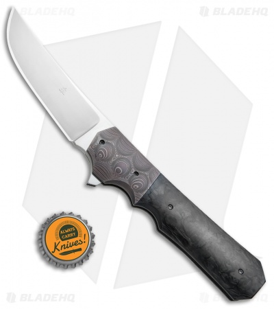 Jason Clark Kwaiken Flipper Knife Carbon Fiber/Damascus (3.5" Satin CTS-XHP)