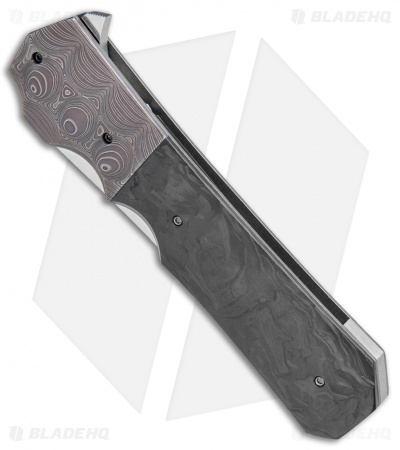 Jason Clark Kwaiken Flipper Knife Carbon Fiber/Damascus (3.5" Satin CTS-XHP)