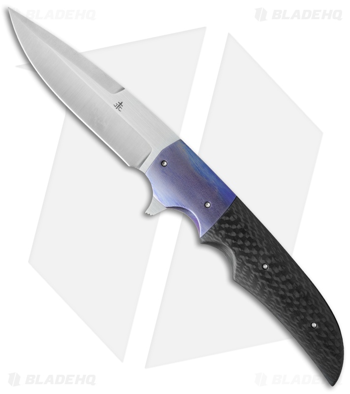 Jason Clark Drop Point Flipper Liner Lock Knife Carbon Fiber/Ti (3.7" Satin)
