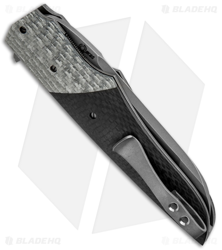 Jason Clark Custom Hybrid Duplex Grind Knife Carbon Fiber Flipper (3.5" Plain)