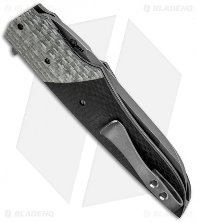 Jason Clark Custom Hybrid Duplex Grind Knife Carbon Fiber Flipper (3.5" Plain)