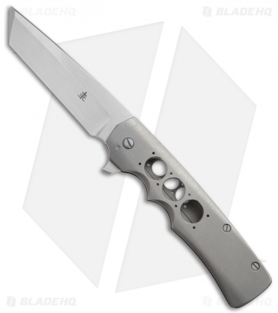 Jason Clark Tanto Flipper Frame Lock Knife Titanium (3.75" Satin)