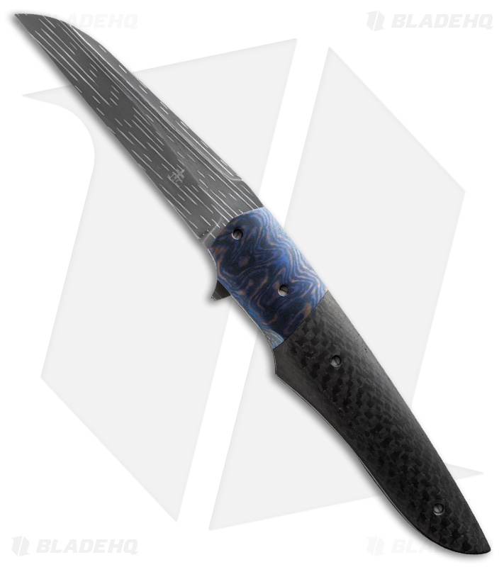 Jason Clark Hybrid Wharncliffe Frame Lock Knife Timascus/CF (3.6" Damascus)