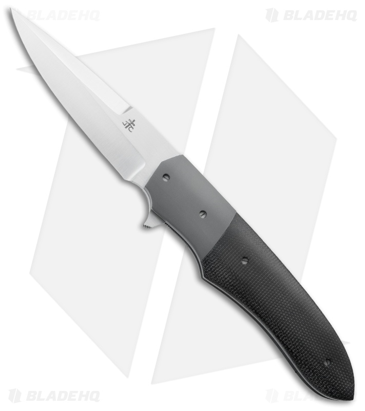 Jason Clark Custom Hybrid Drop Point Flipper Knife Zr/Micarta (3.5" Satin)