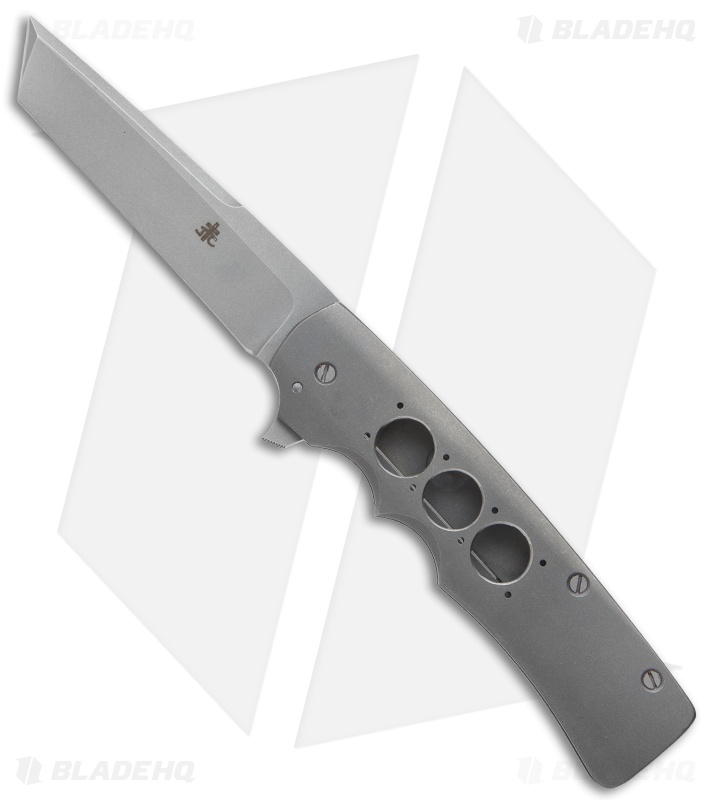 Jason Clark Custom Tanto Flipper Knife Titanium (3.625" Stonewash)