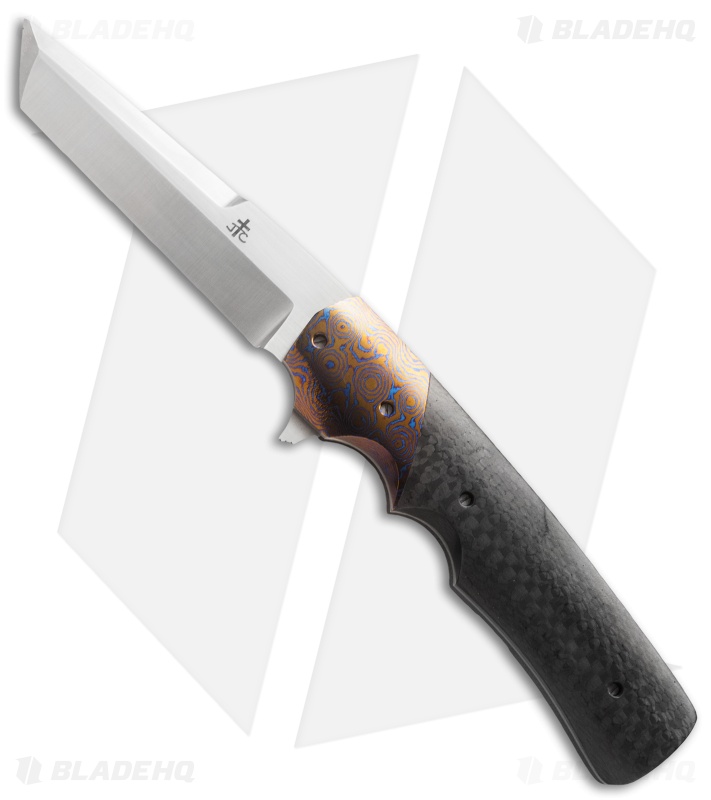 Jason Clark Tanto Flipper Knife Moku-Ti/Carbon Fiber (3.6" Satin)
