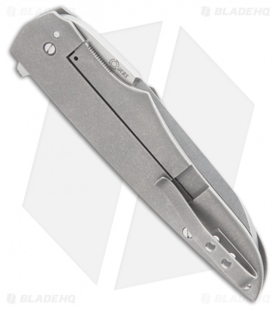 Jason Clark Custom Wharncliffe Duplex Grind Flipper Knife (3.5" Stonewash)