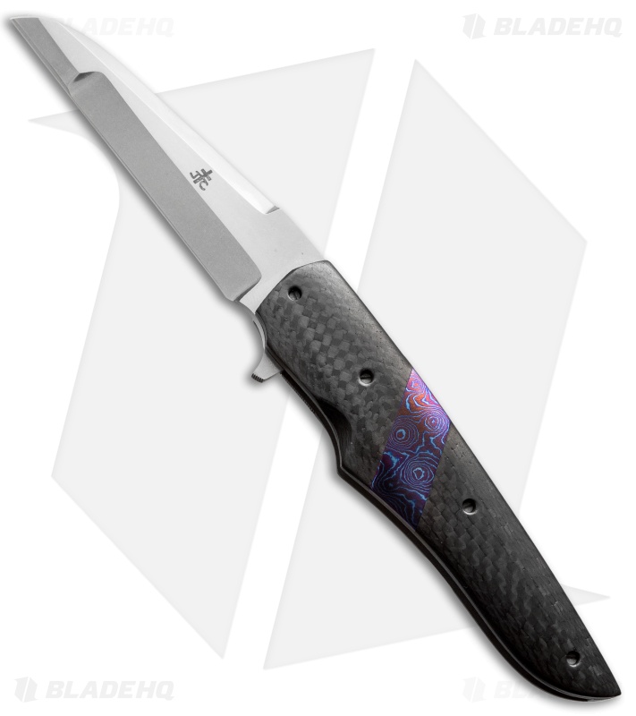 Jason Clark Hybrid Wharncliffe Flipper Knife CF/Mokuti (3.65" Stonewash)