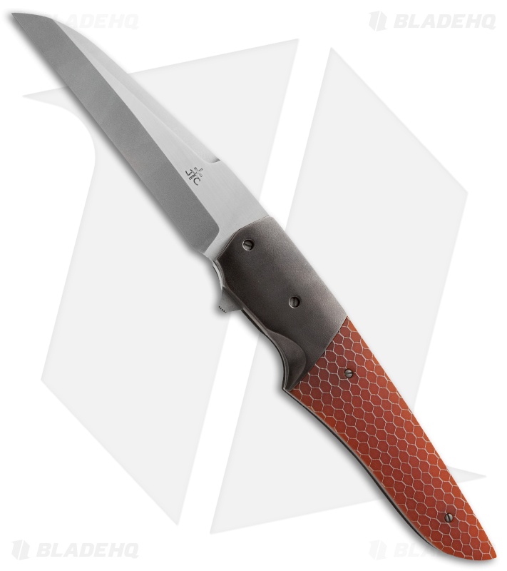 Jason Clark Custom Hybrid Wharncliffe Flipper Knife Orange C-Tek (3.5" Satin)