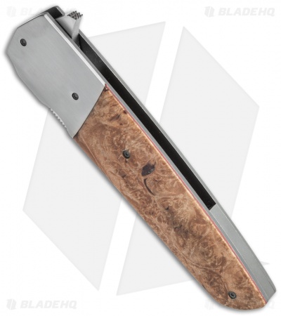 Jason Clark Custom Standard Flipper Knife Maple Burl (3.625" Satin)