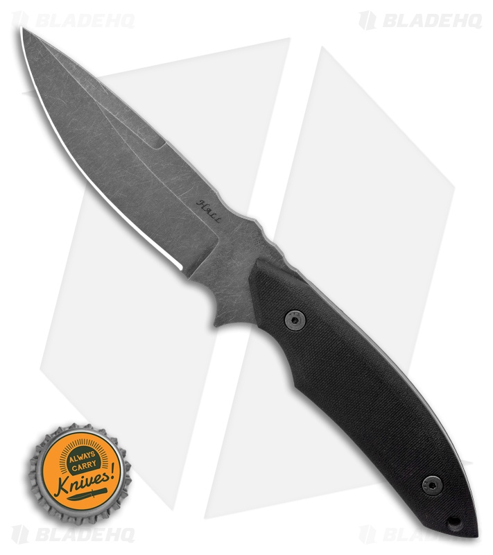 Jeff Hall Custom Heat Seeker Fixed Blade Knife Black G10 (4.6" Gray Stonewash)
