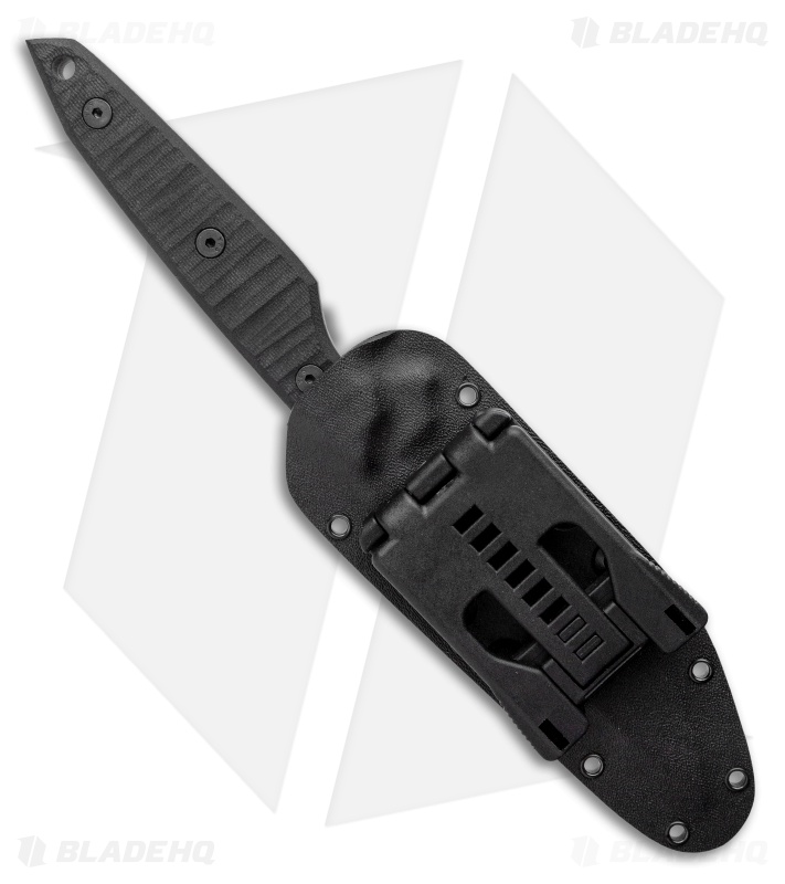 Jeff Hall Custom Large Envoy Fixed Blade Knife Black w/ Flat Spine (5" Gray SW)
