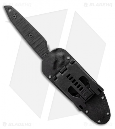 Jeff Hall Custom Large Envoy Fixed Blade Knife Black w/ Flat Spine (5" Gray SW)