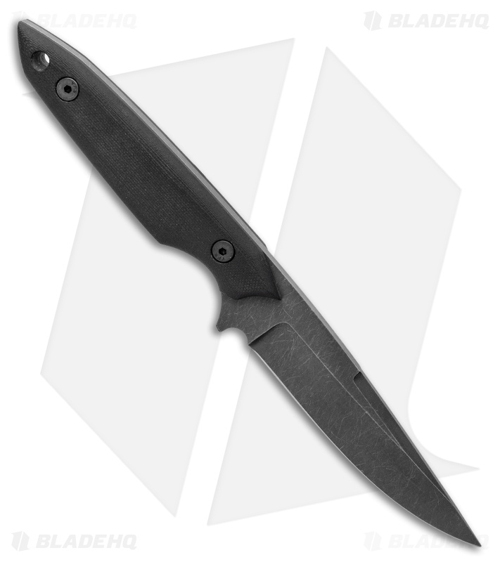 Jeff Hall Custom Small Envoy Fixed Blade Knife Black G10 (4.5" Gray Stonewash)