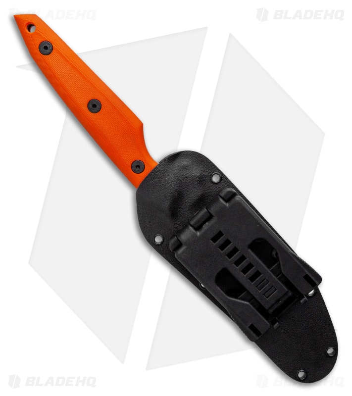 Jeff Hall Custom Large Envoy Fixed Blade Knife Orange G10 (5" Gray Stonewash)