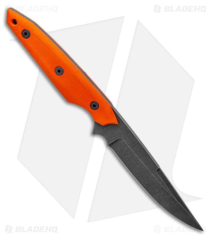Jeff Hall Custom Large Envoy Fixed Blade Knife Orange G10 (5" Gray Stonewash)