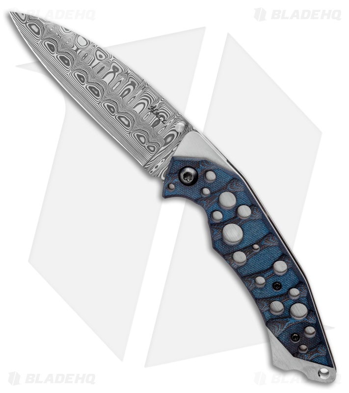 Jeff Hall Custom Xenon Liner Lock Knife Blue/Black Micarta (4