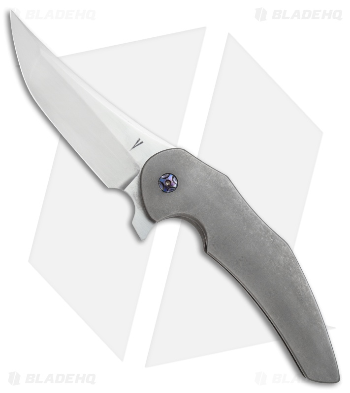 Jeff VanderMeulen Custom Instigator #6 Flipper Titanium w/MokuTi Clip (4" Satin)