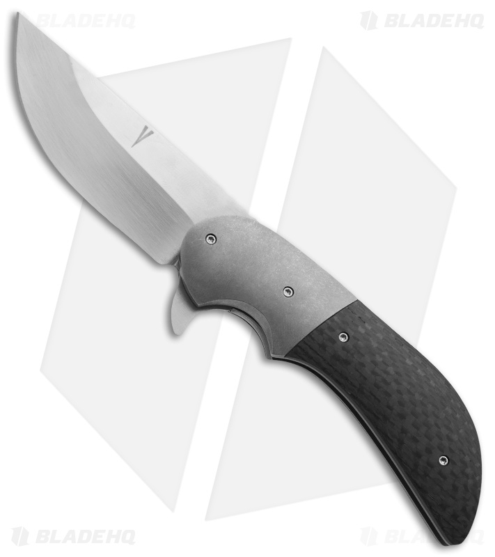 Jeff VanderMeulen Custom Micro Intro Flipper Knife Carbon Fiber (3.25" Satin)