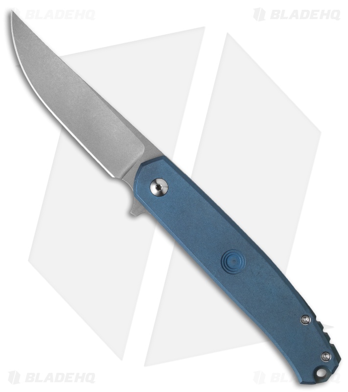 Vox Knives Custom F6 Frame Lock Flipper Blue Titanium (3.3" Tumbled)