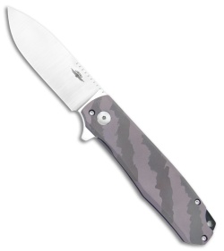 Jarosz Custom Flare Frame Lock Knife Gold/Magenta Ti (3.75" Satin AEB-L )