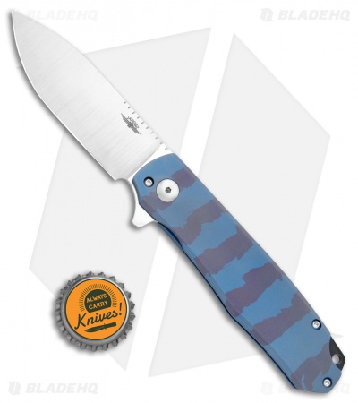 Jarosz Custom Flare Frame Lock Knife Purple/Blue Ti (3.75" Satin AEB-L )