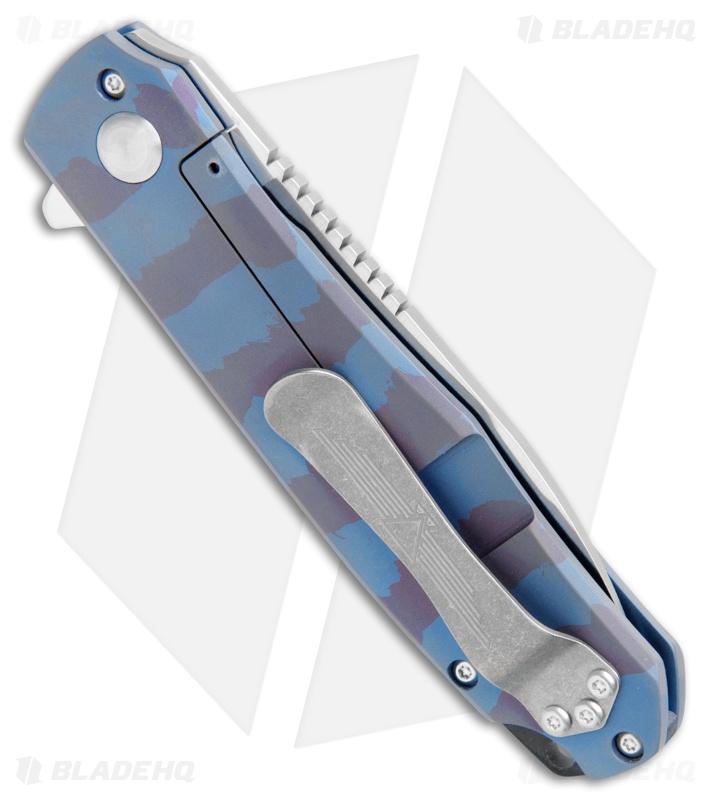 Jarosz Custom Flare Frame Lock Knife Purple/Blue Ti (3.75" Satin AEB-L )