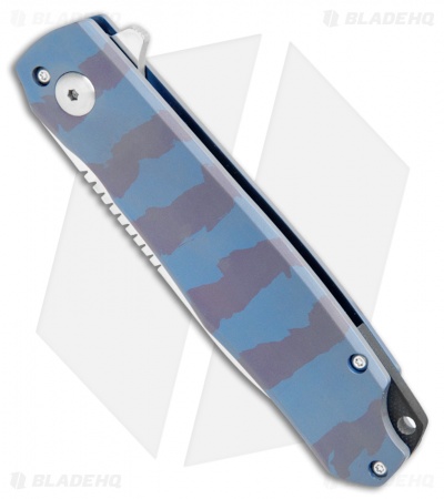 Jarosz Custom Flare Frame Lock Knife Purple/Blue Ti (3.75" Satin AEB-L )