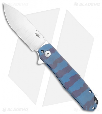 Jarosz Custom Flare Frame Lock Knife Purple/Blue Ti (3.75" Satin AEB-L )