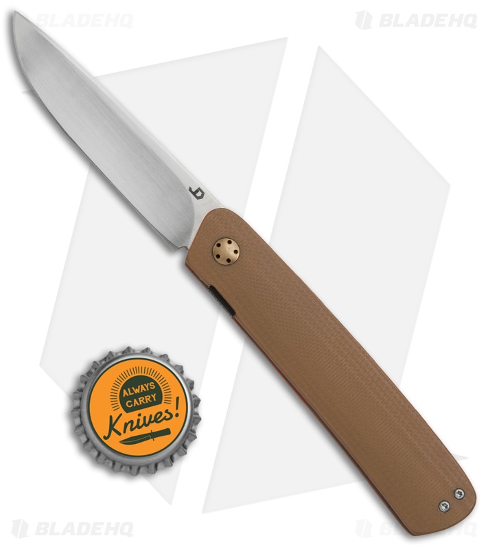 JD van Deventer Pinstripe Front Flipper Knife Brown G-10 (2.875" Satin)