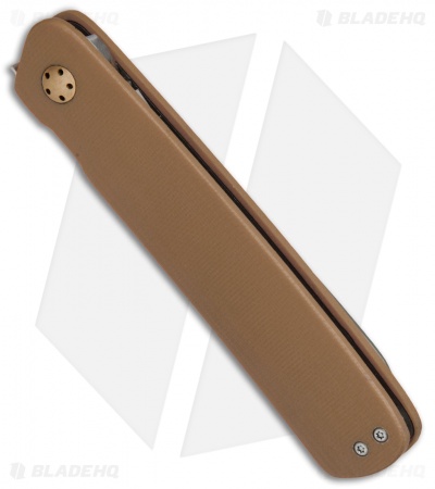 JD van Deventer Pinstripe Front Flipper Knife Brown G-10 (2.875" Satin)