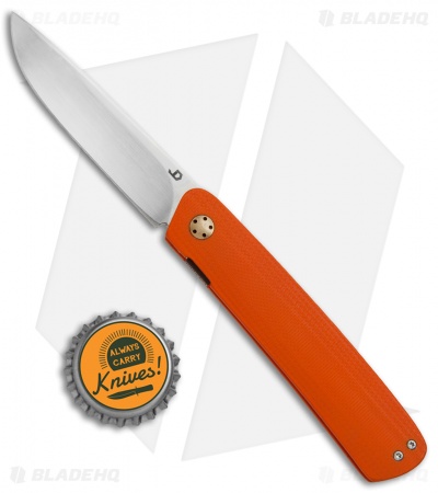 JD van Deventer Pinstripe Front Flipper Knife Orange G-10 (2.875" Satin)