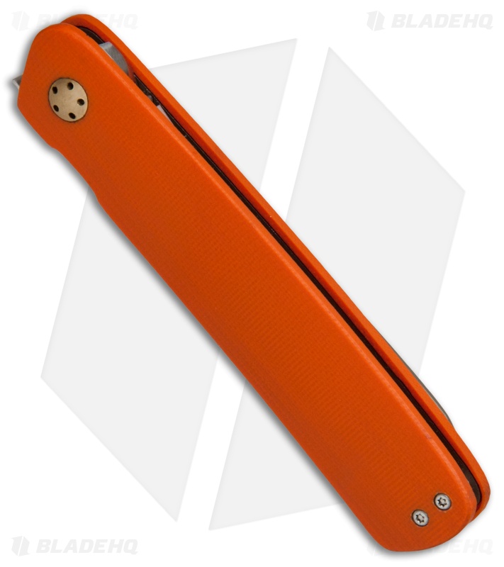 JD van Deventer Pinstripe Front Flipper Knife Orange G-10 (2.875" Satin)