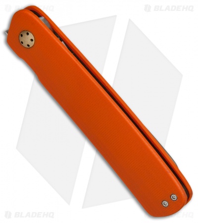 JD van Deventer Pinstripe Front Flipper Knife Orange G-10 (2.875" Satin)