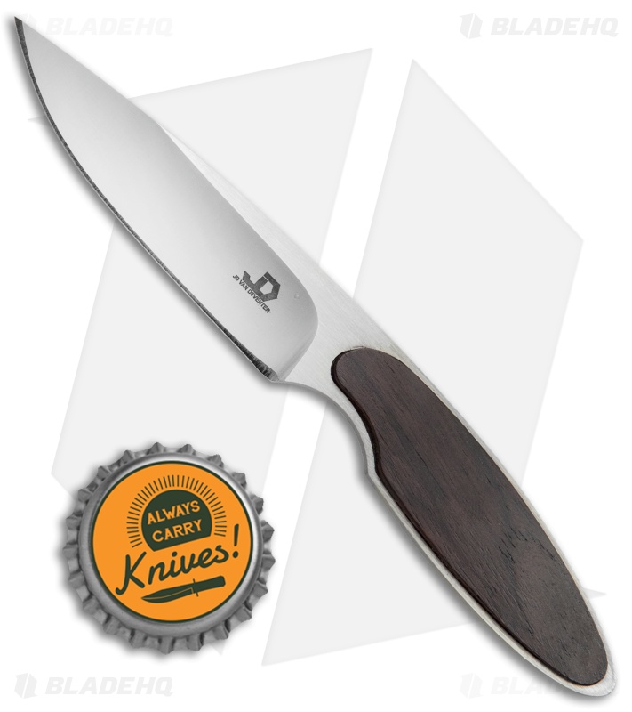 JD Van Deventer V1 Slim Neck Knife Fixed Blade Ebony Wood (2.75" Satin)