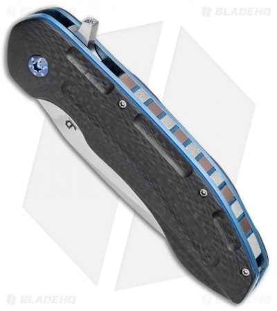 JD van Deventer Kenpachi Flipper Knife Carbon Fiber/Blue Ti (3.25" Satin)