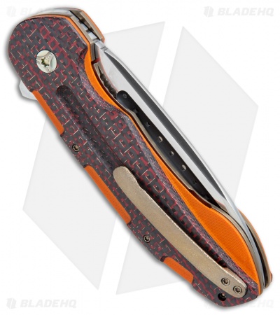 JD van Deventer Kenpachi Tanto Flipper Knife Red LSCF/Orange G-10 (3.375" Satin)