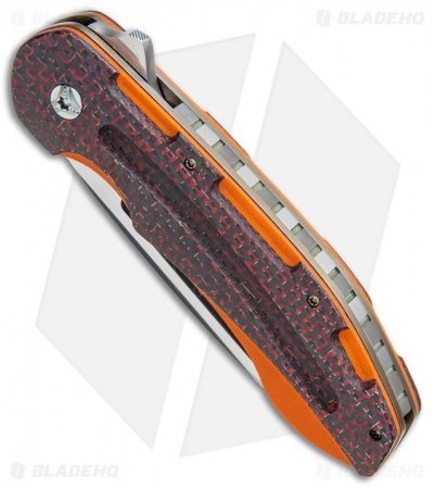 JD van Deventer Kenpachi Tanto Flipper Knife Red LSCF/Orange G-10 (3.375" Satin)