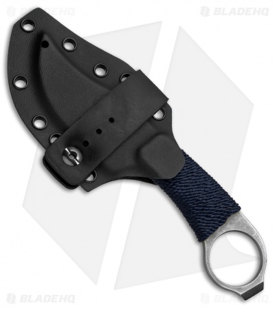 John Gray Custom Accomplice Tanto Bowie Fixed Blade Knife Blue Cord (3" Acid SW)