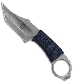 John Gray Custom Accomplice Tanto Bowie Fixed Blade Knife Blue Cord (3" Acid SW)