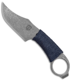 John Gray Custom Accomplice Bowie Fixed Blade Knife Blue Cord (3" Acid SW)