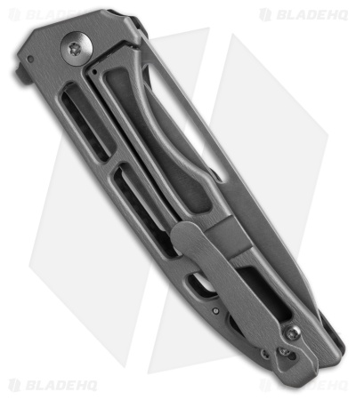 John Gray Custom Slitter Flipper Frame Lock Black CF/Gray Ti ( 4.00" Dark SW)