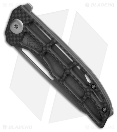John Gray Custom Slitter Flipper Frame Lock Black CF/Gray Ti ( 4.00" Dark SW)