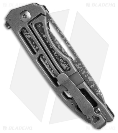 John Gray Custom Slitter Flipper Frame Lock Black G10/Gray Ti ( 4.00" Dark SW)