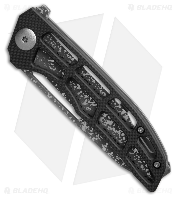 John Gray Custom Slitter Flipper Frame Lock Black G10/Gray Ti ( 4.00" Dark SW)
