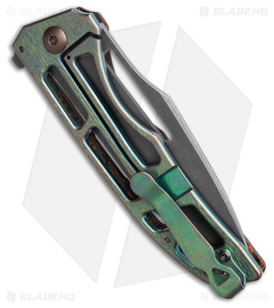 John Gray Custom Slitter Flipper Frame Lock Red/Black/Green Ti ( 4.00" Dark SW)