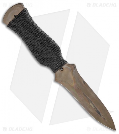 John Gray Custom Dagger Fixed Blade Knife (3.9" Flamed Titanium)