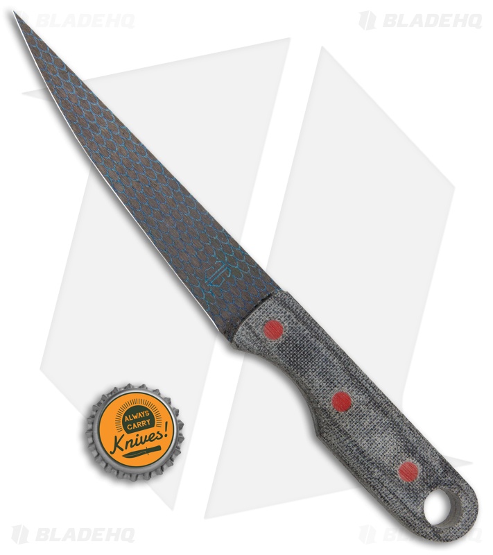 John Gray Knives Custom Fixed Blade Fillet Knife Black Terotuf (5" Graytanium)