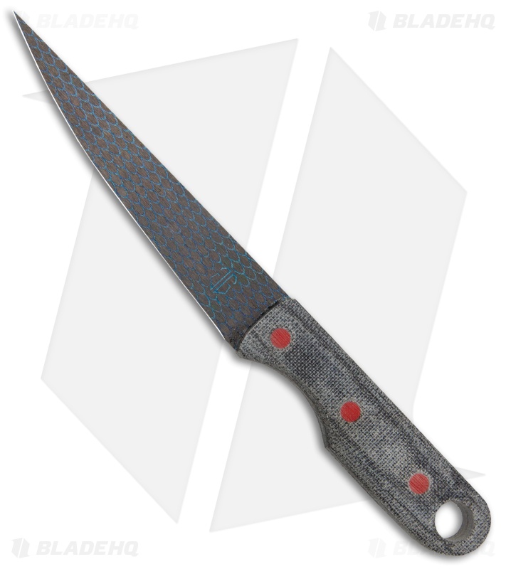 John Gray Knives Custom Fixed Blade Fillet Knife Black Terotuf (5" Graytanium)