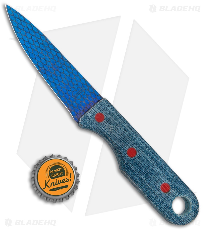 John Gray Knives Custom Fixed Blade Steak Knife Blue Terotuf (3.5" Graytanium)